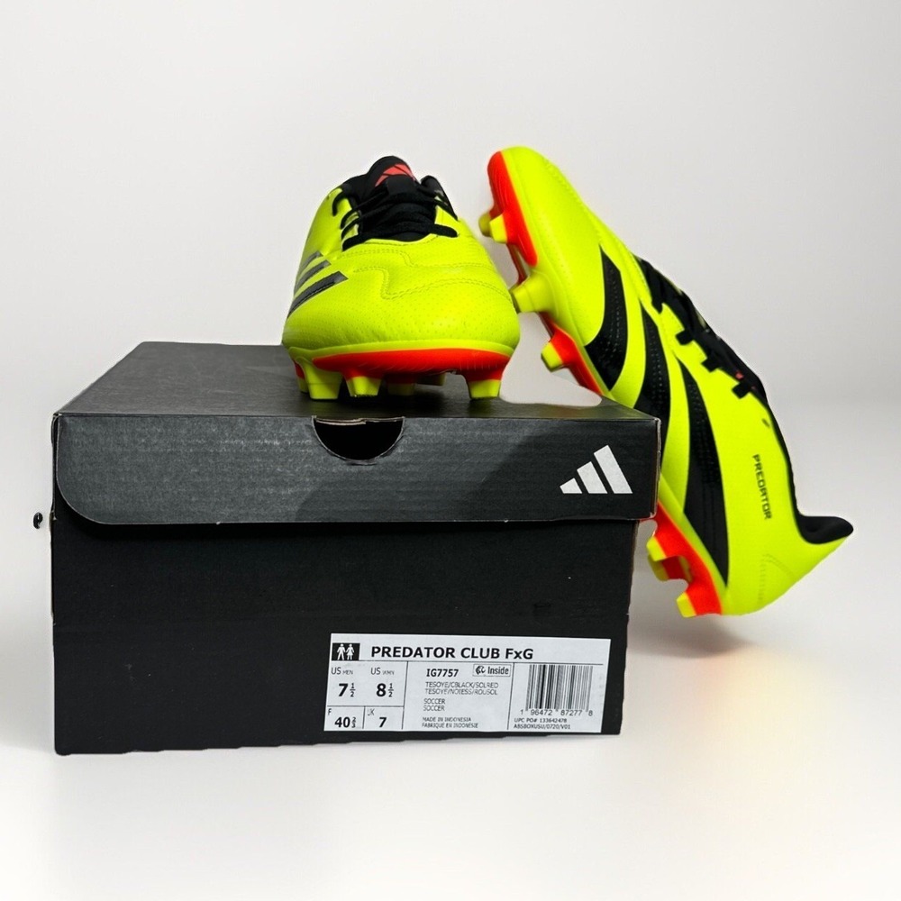 Adidas Predator Club FxG IG7757 Solar Yellow & Solar Red Men's 7.5 Women's 8.5